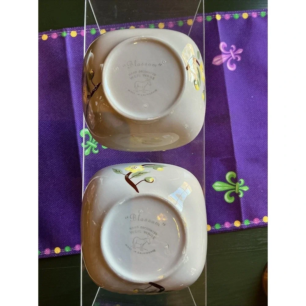 Set Of 2 Vintage 1940s‎ Weil Ware Blossom Fruit/Dessert Bowls
